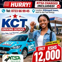 KCT Driving School promotional flyer showing professional driving training